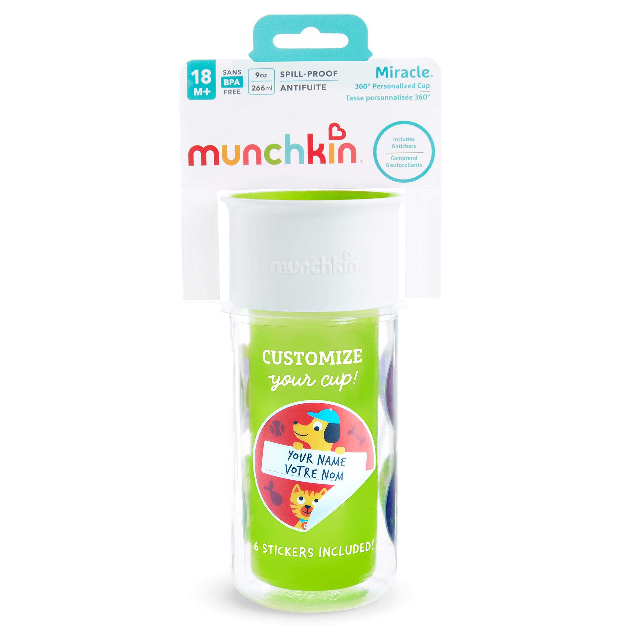 Clear outer container shows beverage level in the Munchkin cup.