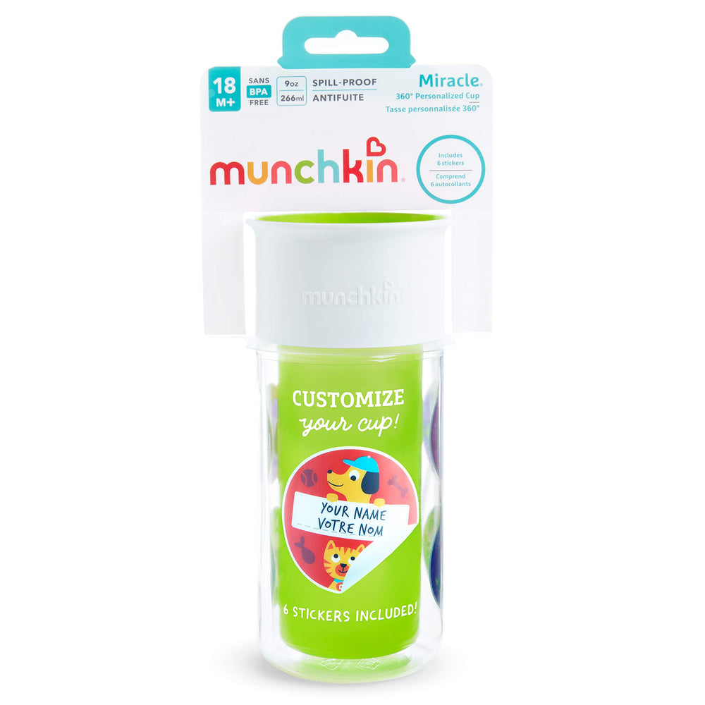 Clear outer container shows beverage level in the Munchkin cup.