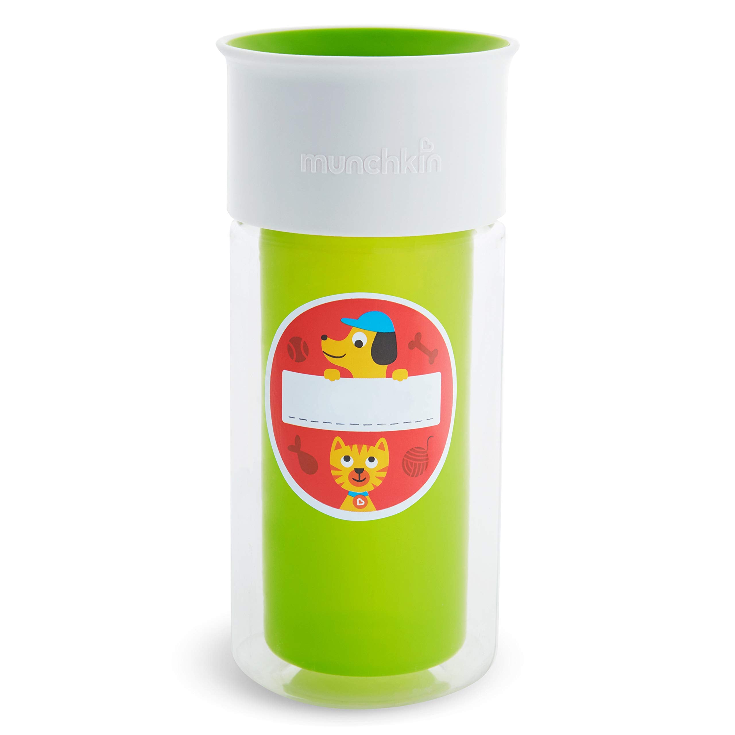 Custom name sticker on the Munchkin Miracle 360 cup.