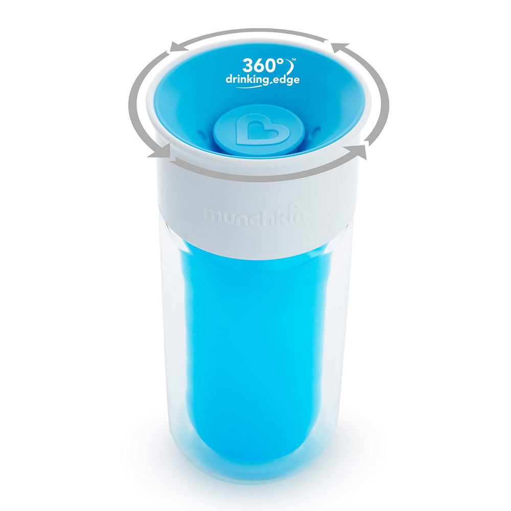 Munchkin Miracle 360 blue cap and insert secured for insulation