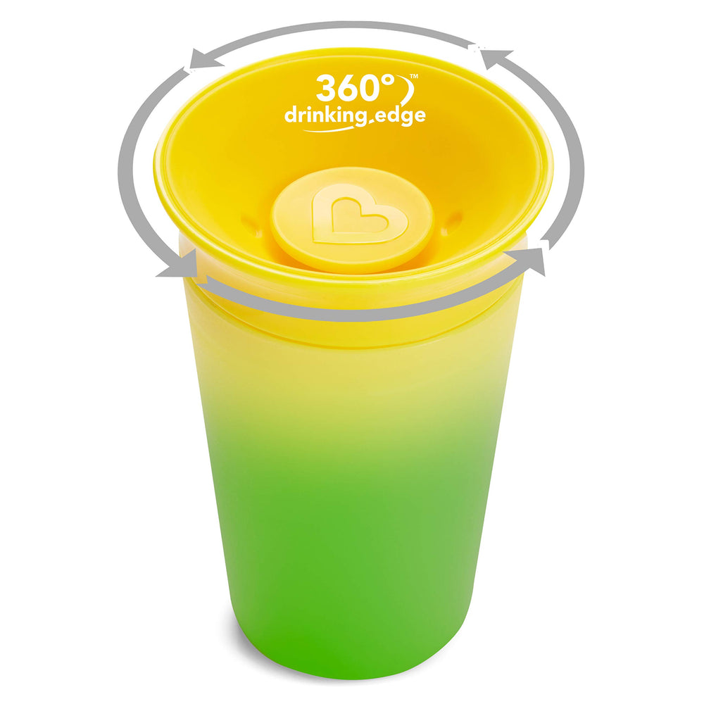 Munchkin Miracle 360 360-degree rim allows sipping from any edge.