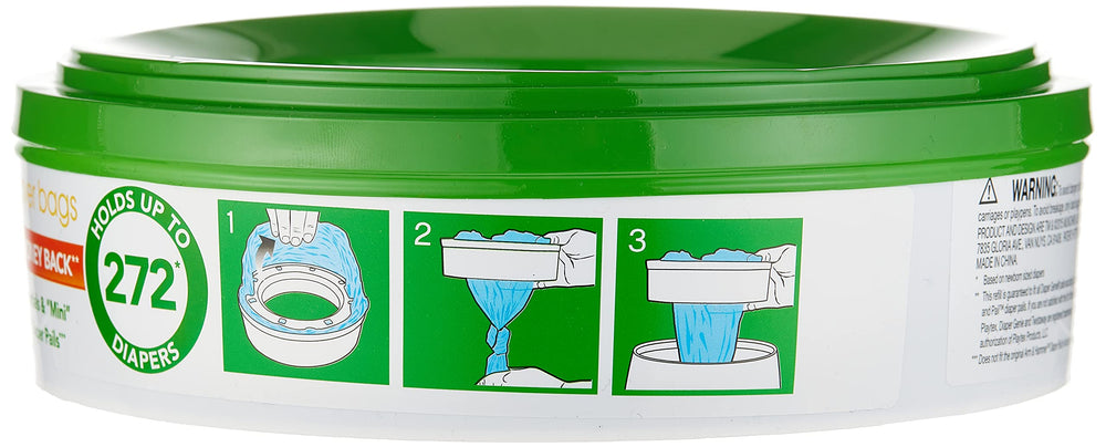 Munchkin Nursery Fresh Diaper Pail Refill shows top rack dishwasher safe components