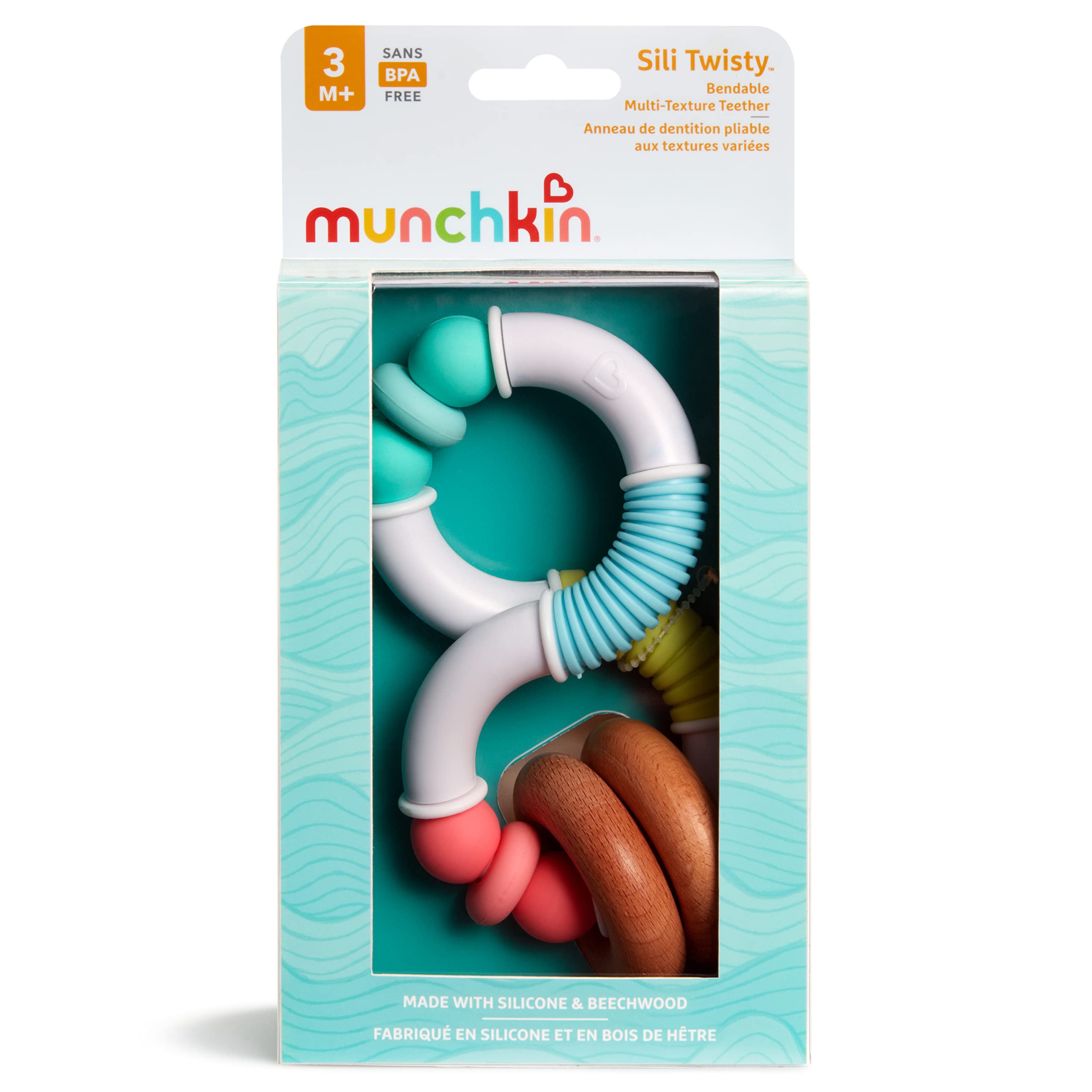 Munchkin Sili Twisty silicone rings provide safe chewing textures for soothing milestones
