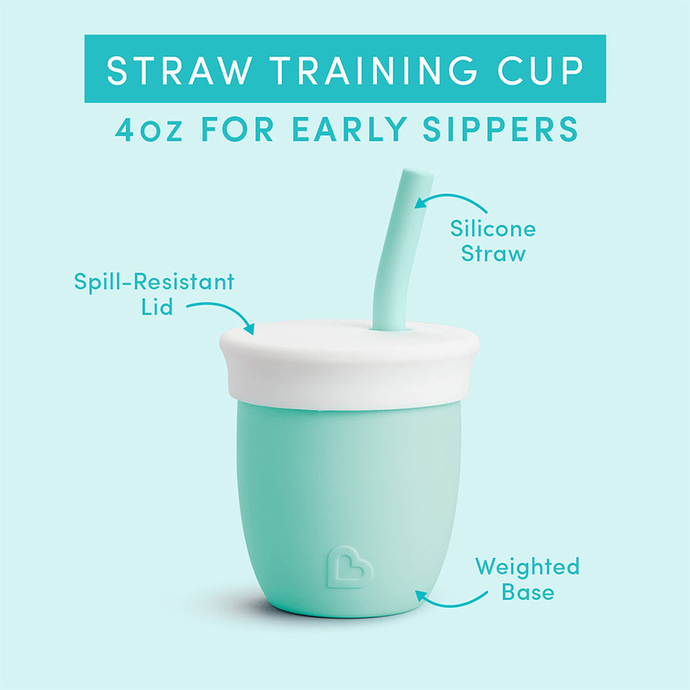 Munchkin Straw Cup straw attachment mint enables sip-through design for early sippers.