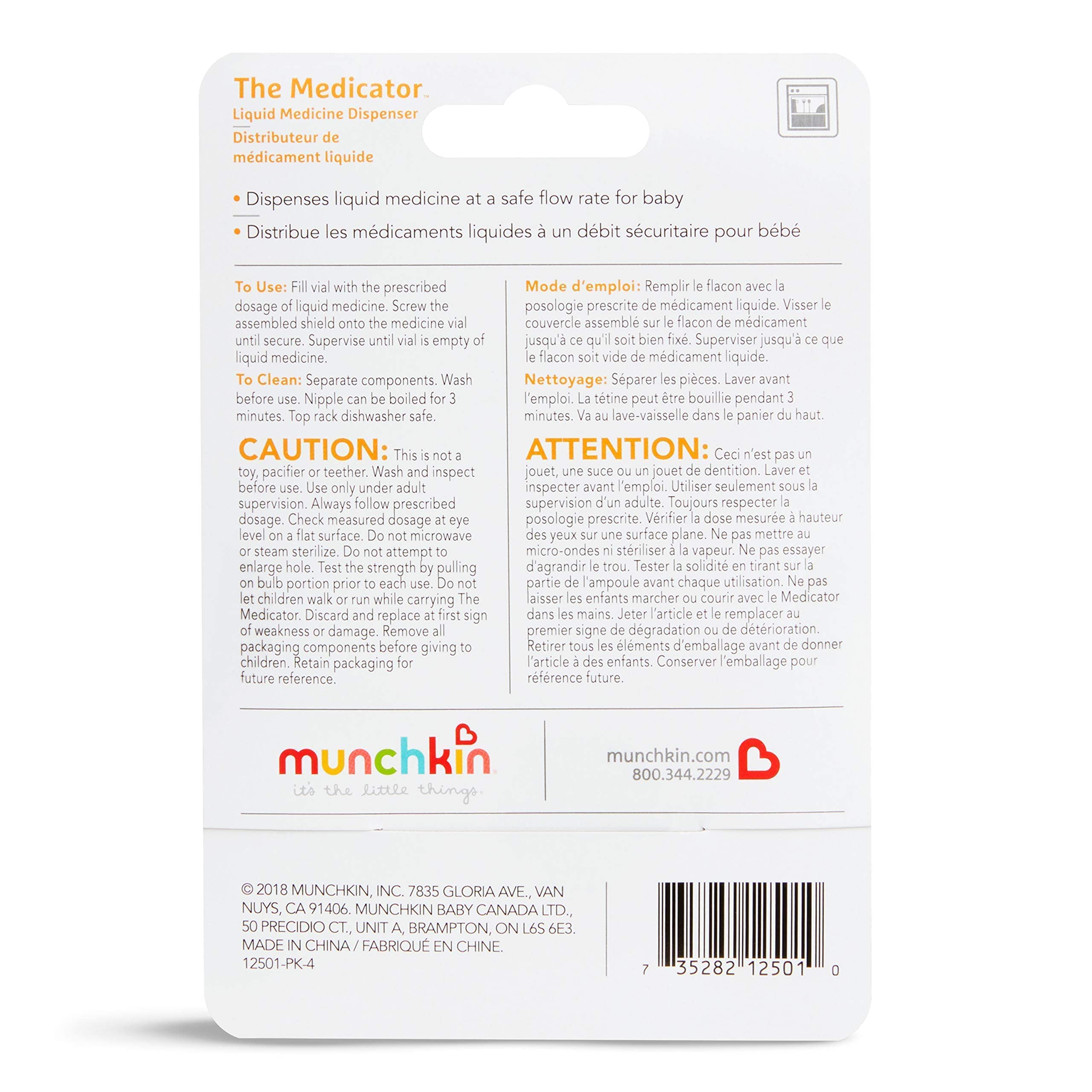 Munchkin The Medicator blue unit shown on the top rack, suitable for dishwashers.