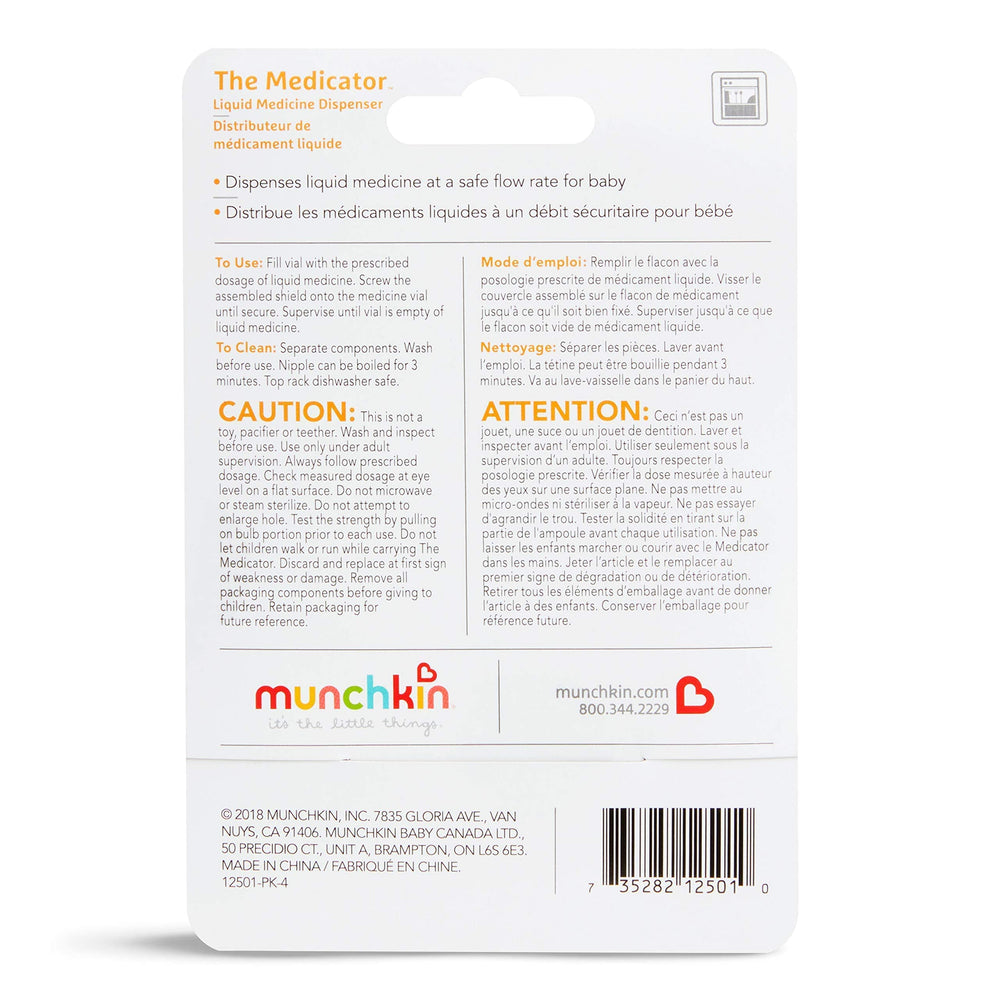 Munchkin The Medicator blue unit shown on the top rack, suitable for dishwashers.