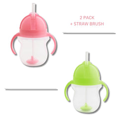 Munchkin weighted straw design helps sip from any position with less mess.