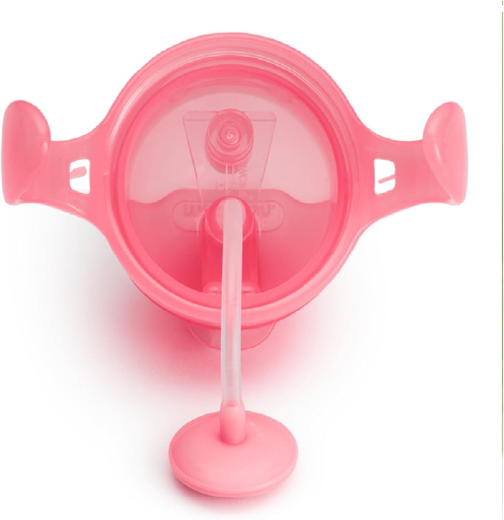Munchkin Weighted Straw Cup with leak-proof design keeps drinks contained.