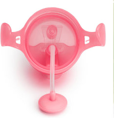 Munchkin Weighted Straw Cup with leak-proof design keeps drinks contained.