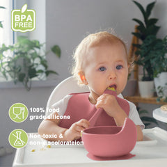 Munlinder adjustable bib with food catcher helps keep baby clean at meals