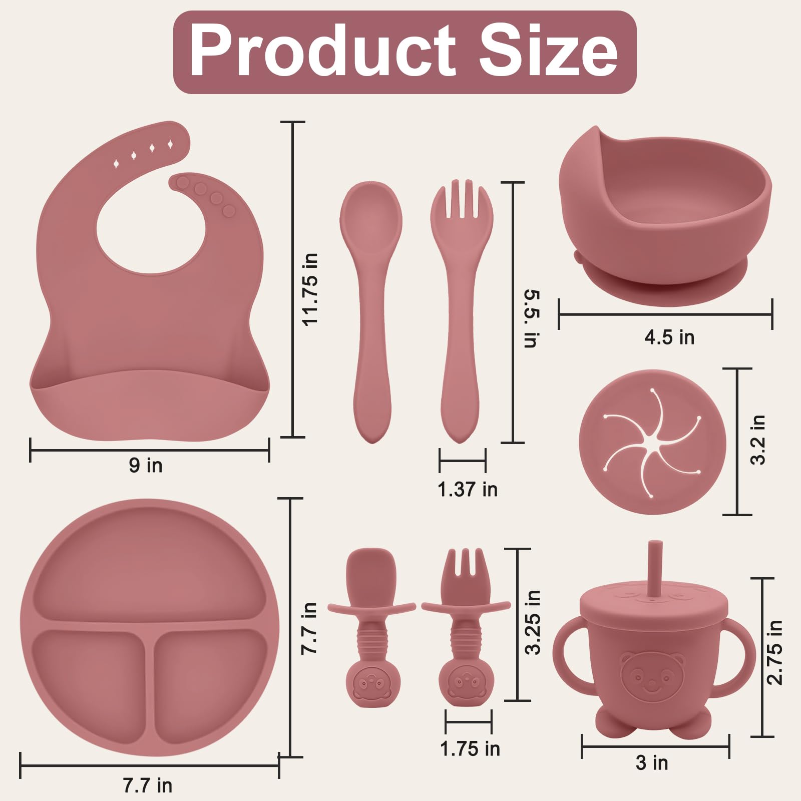 Munlinder silicone feeding divided plate keeps foods organized for self-feeding