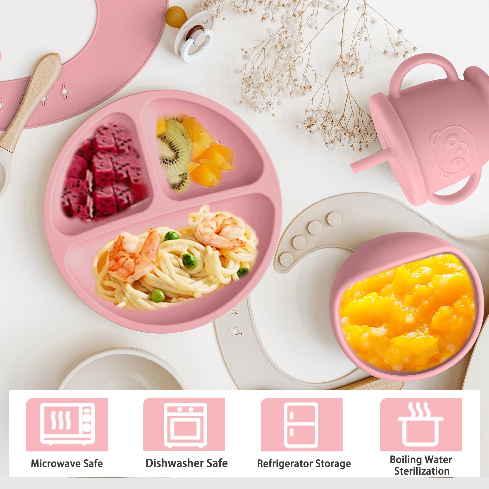 Munlinder adjustable bib with food catcher to protect clothing