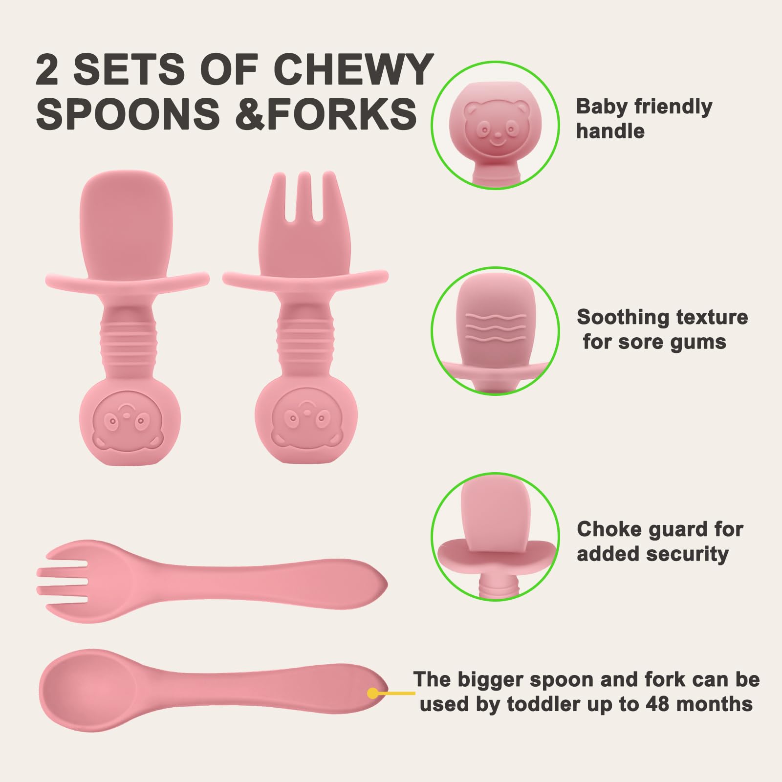 Munlinder baby spoon and fork for gentle self-feeding practice