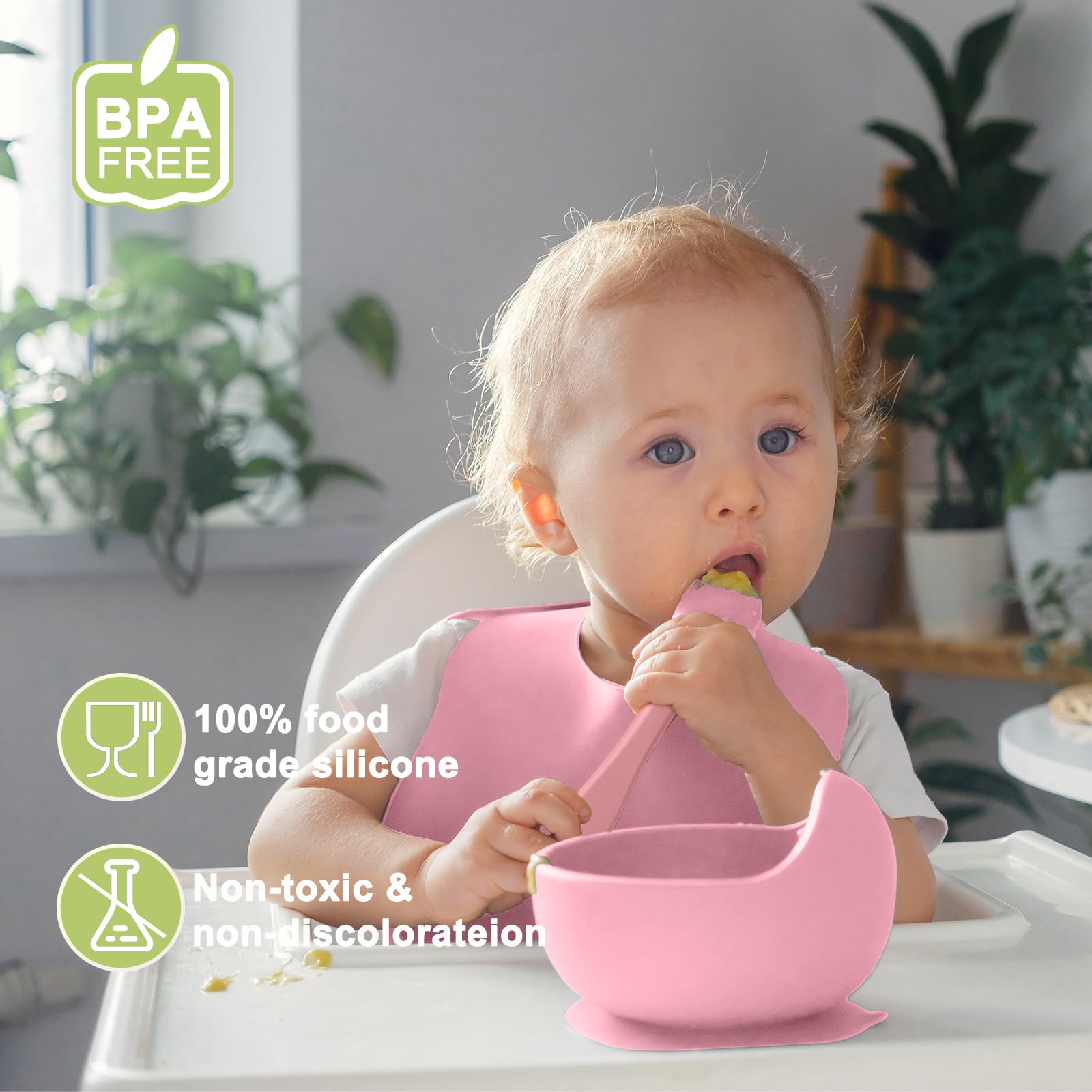 Munlinder silicone baby feeding set divided plate keeps portions organized during meals