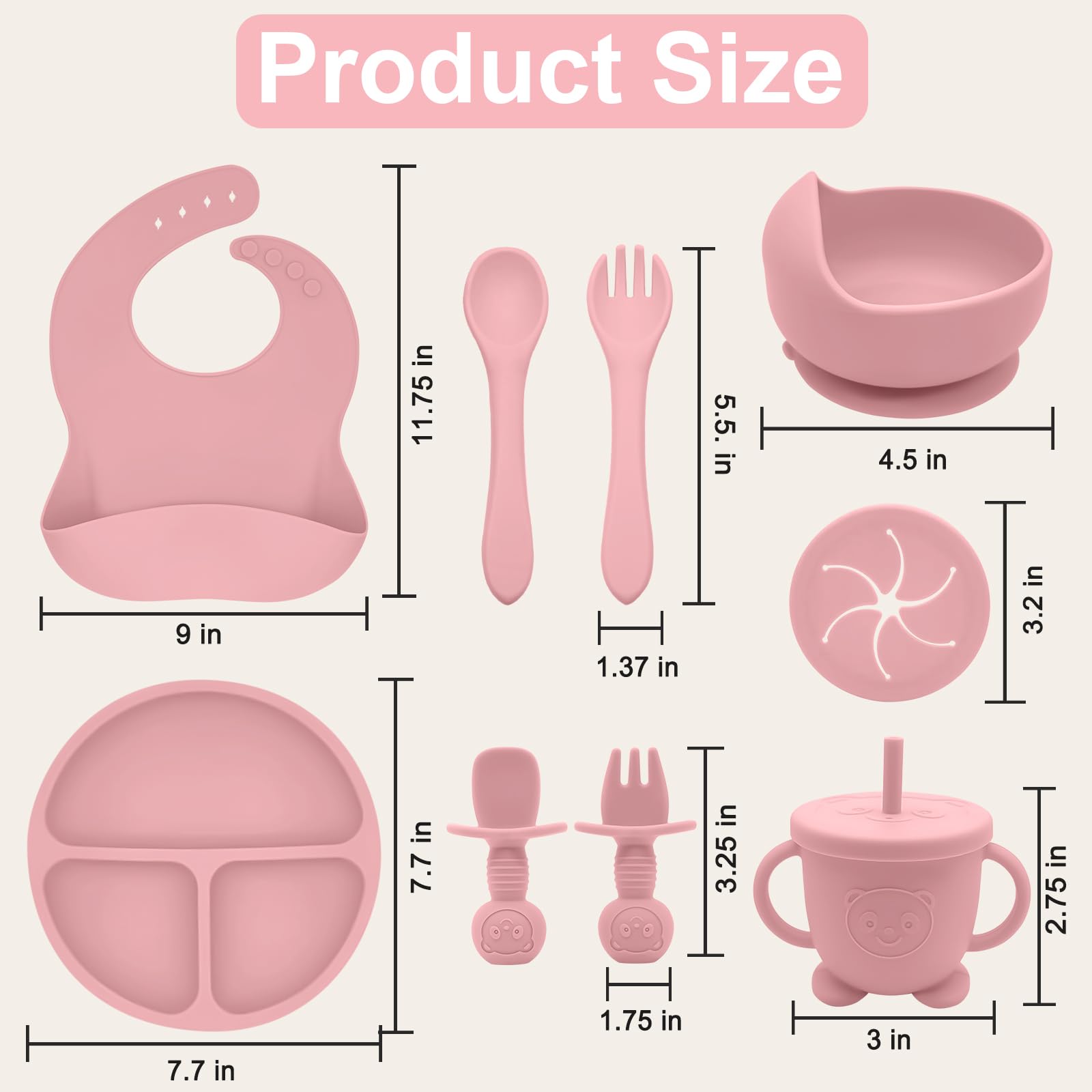 Munlinder silicone baby feeding set pink color option for cheerful mealtimes