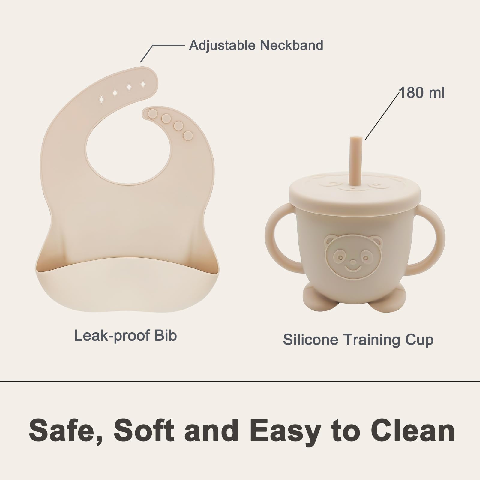 Munlinder training cup with straw and lid promotes independent sipping.