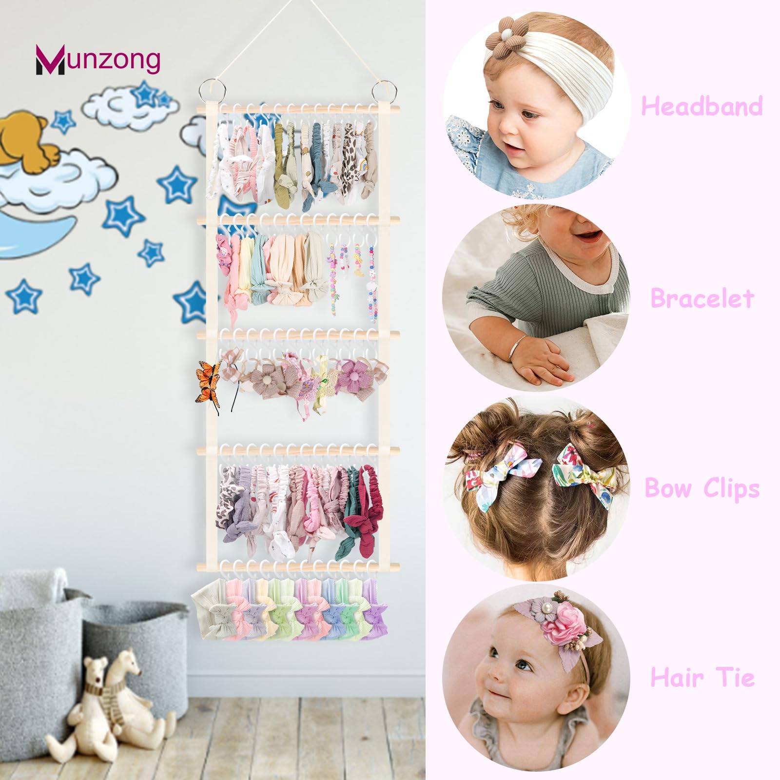 Munzong 60-hooks multi-tier system keeps accessories visible and within reach.