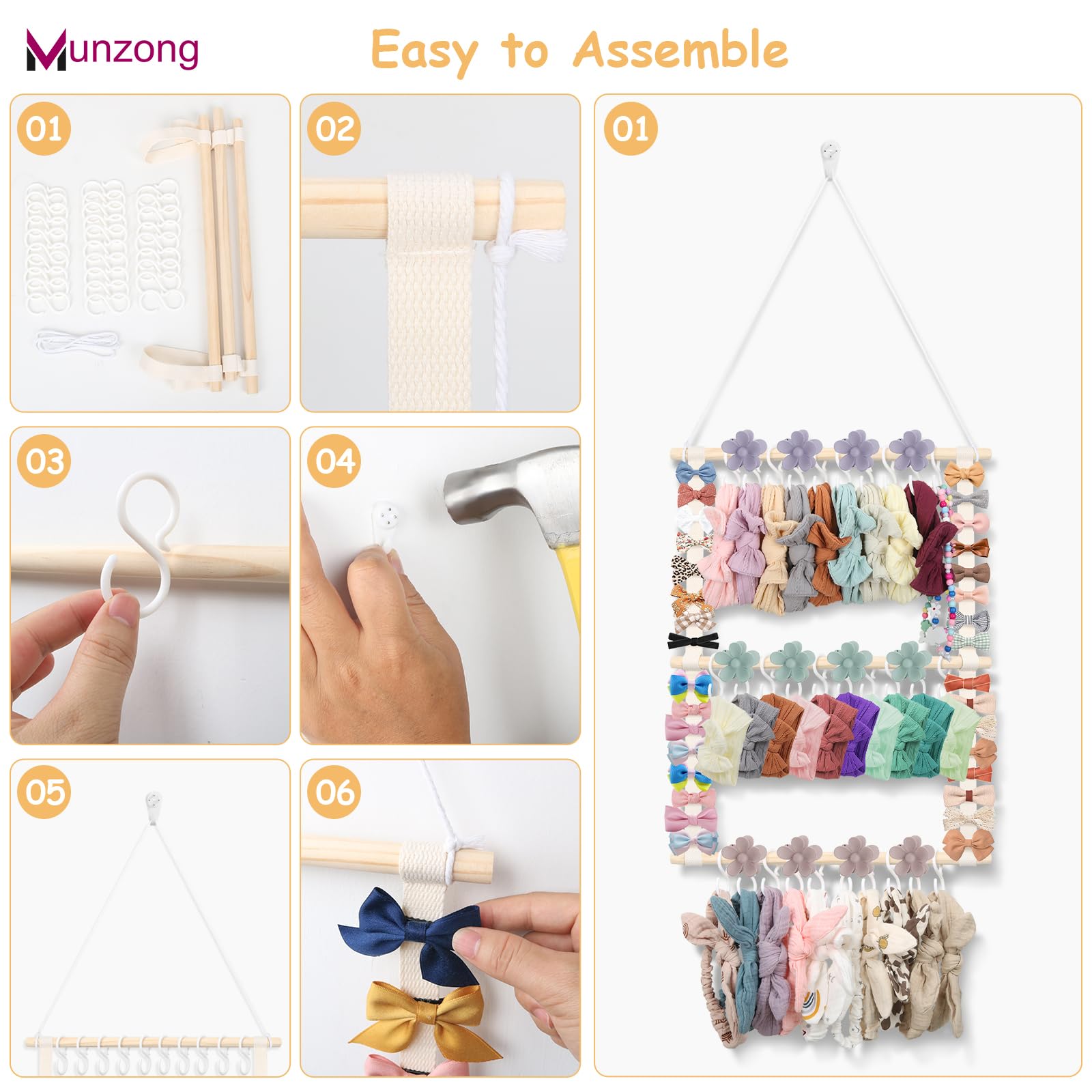 Munzong organizer shelf for kids hair accessories quick outfit coordination