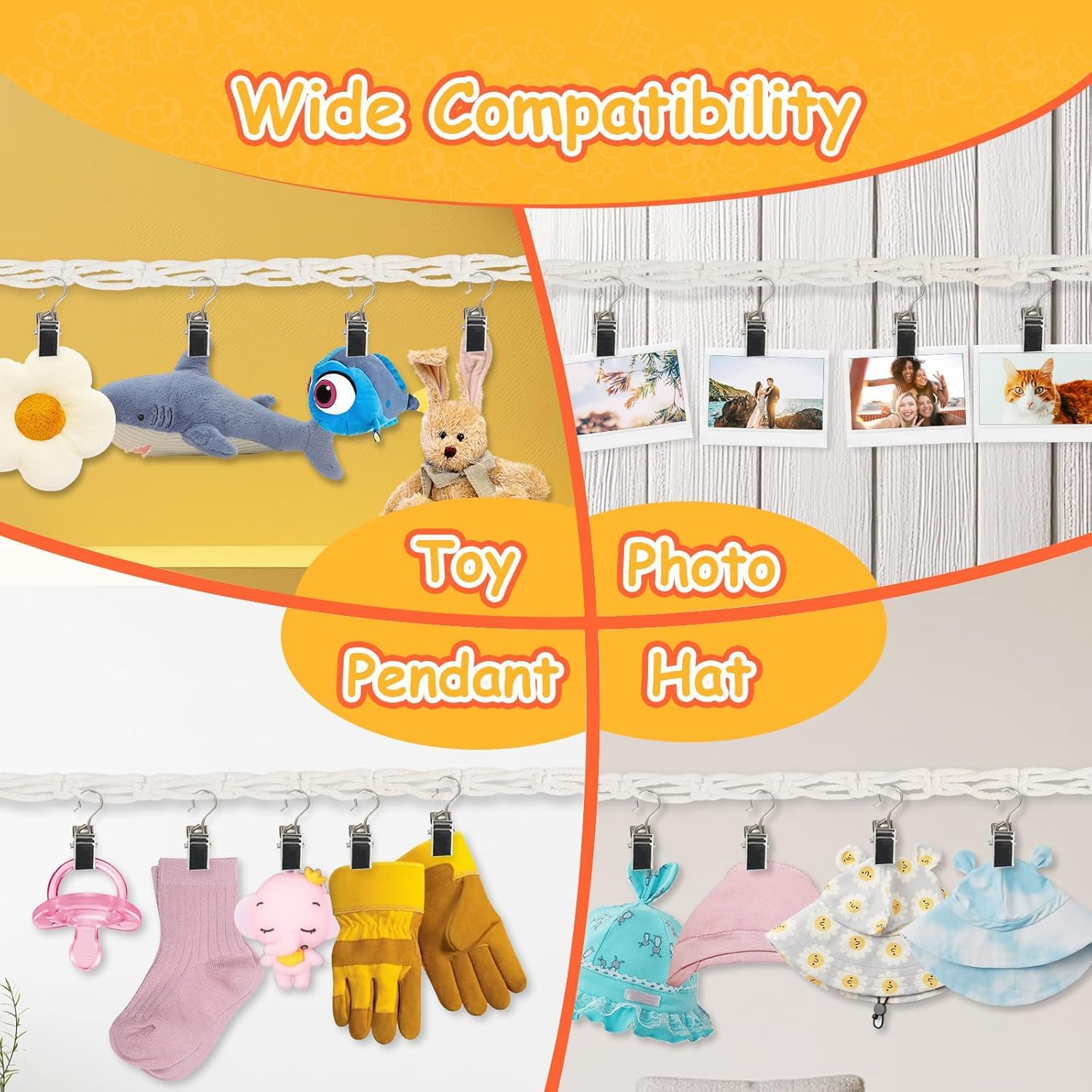 Munzong beige-white hammock storage complements room decor.