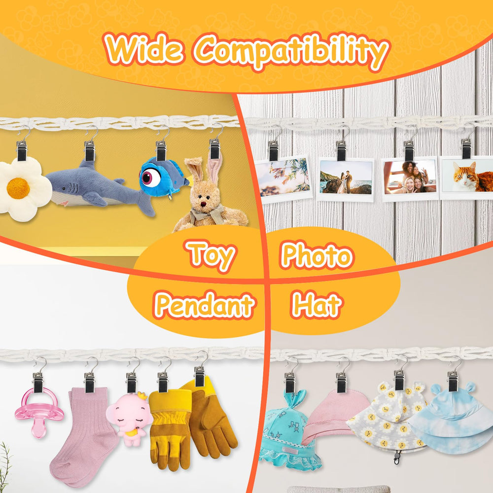 Munzong plush toy display on wall saving space and adding decor.