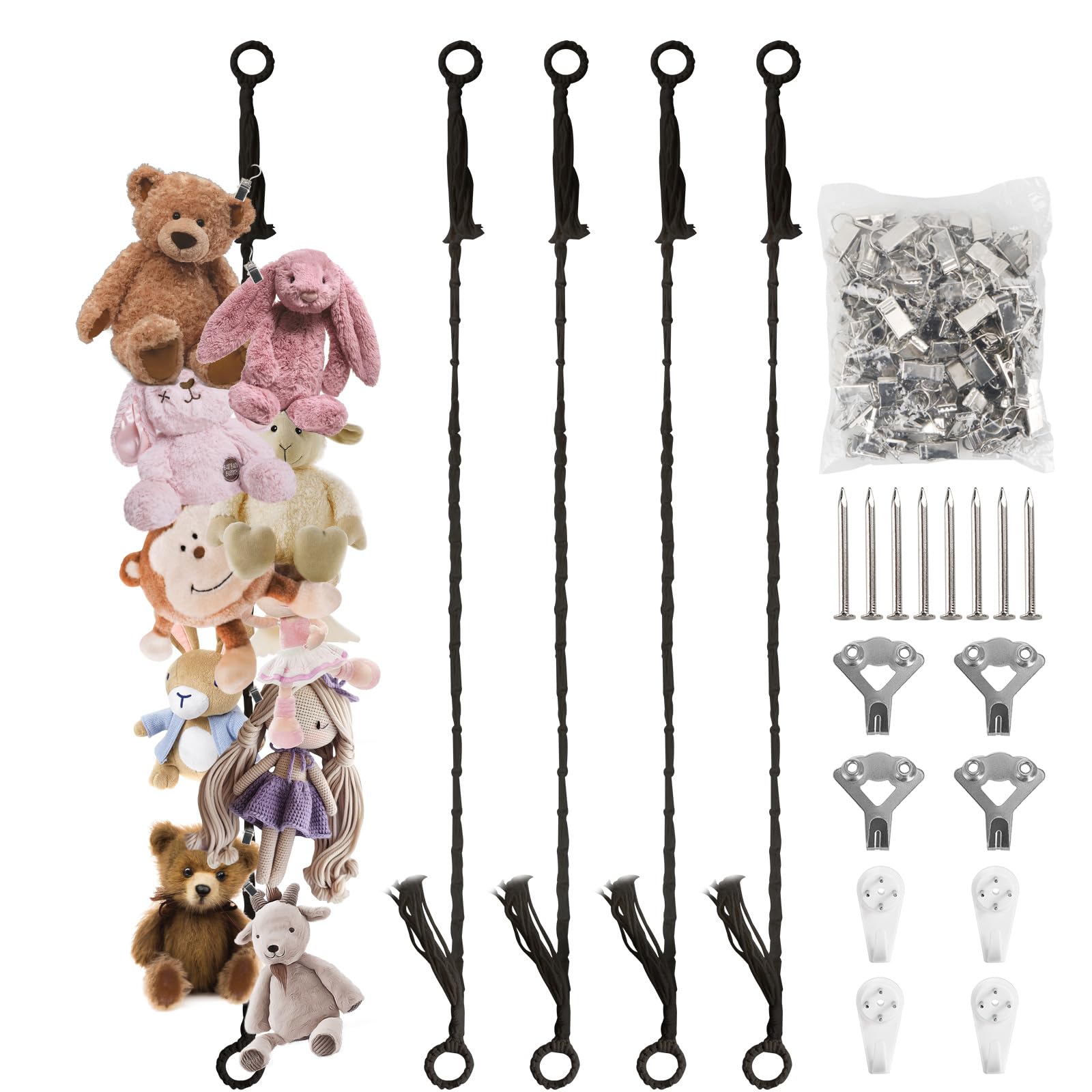 Munzong stuffed animal storage chain 80inch in use for organized plush toy display