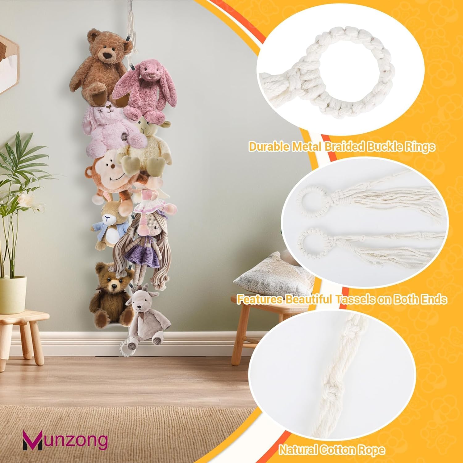 Munzong wall or door mount saves floor space in playrooms.