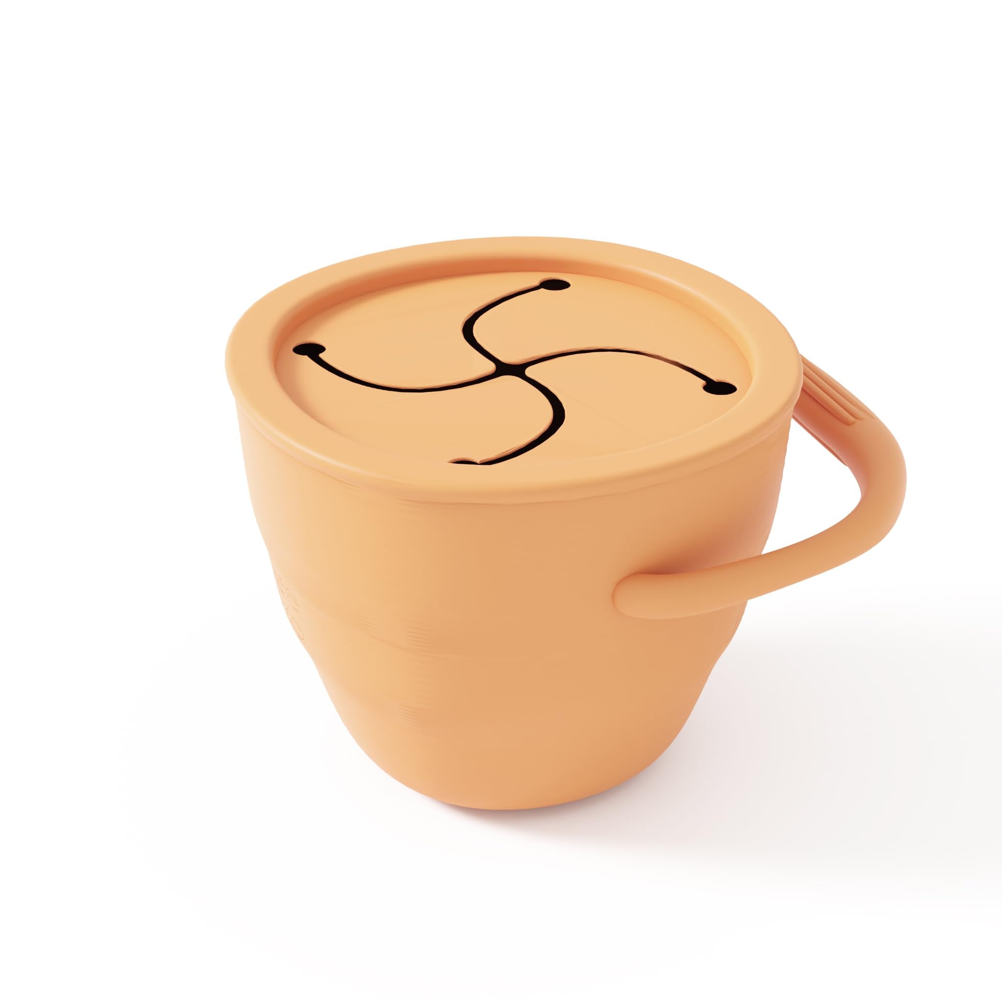 Muqee Peeko snack cup in apricot color with collapsible design for travel ease.