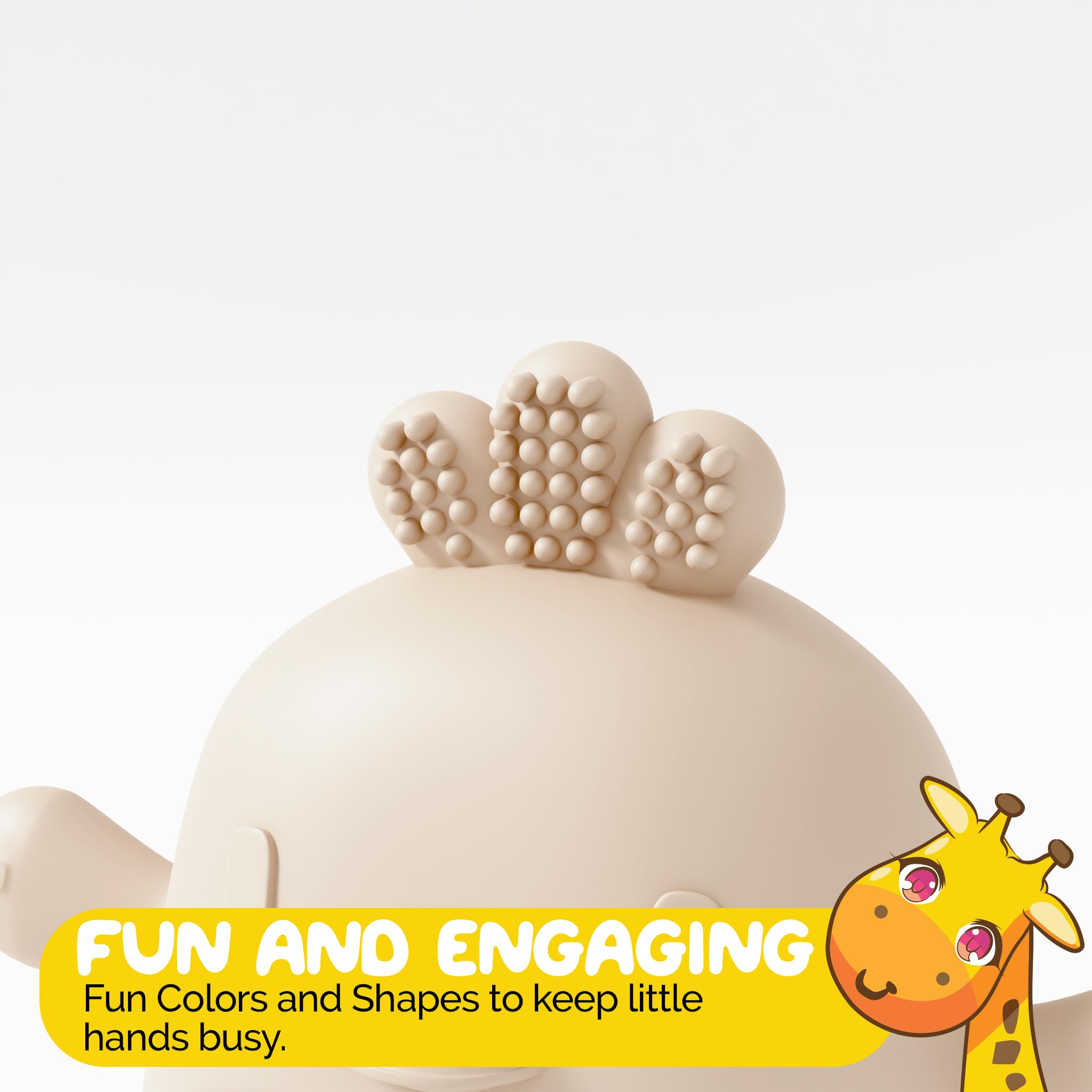 Muqee Peeko baby teether closeup showing raised ridges and grip.