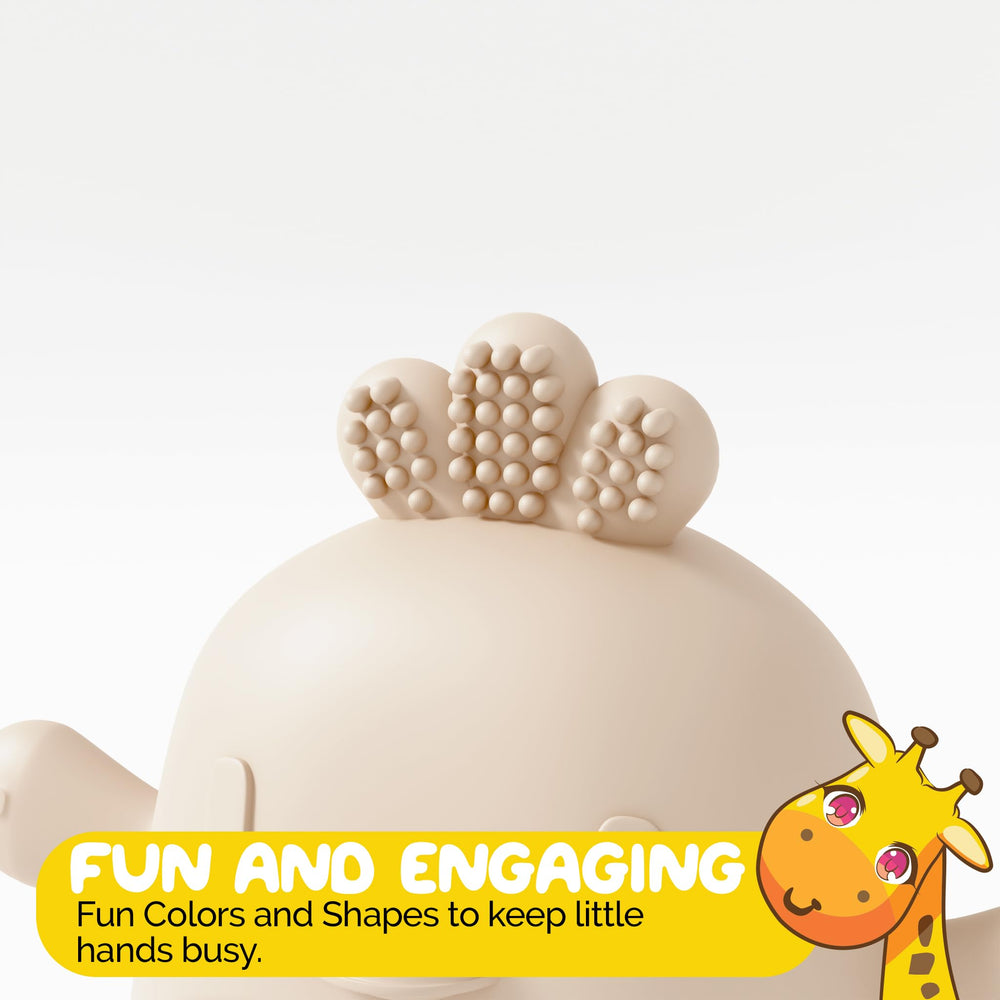 Muqee Peeko baby teether closeup showing raised ridges and grip.