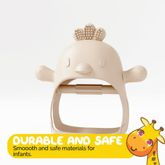 Muqee Peeko pacifier-teether dual-use for self-soothing and gum massage.