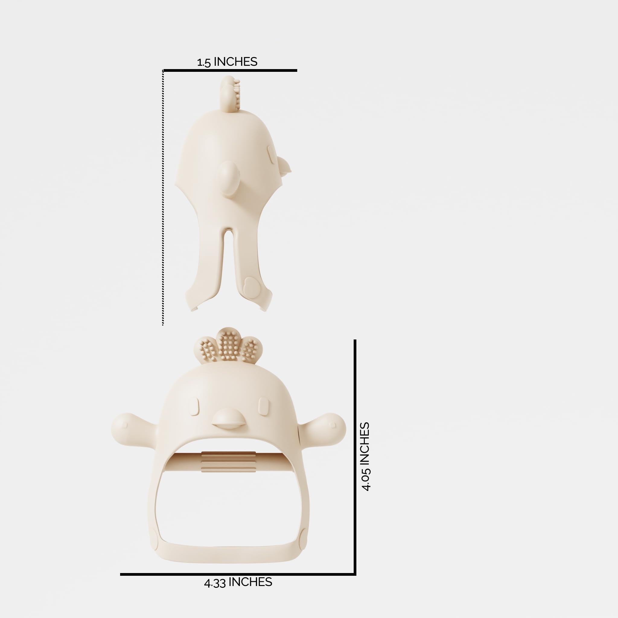 Muqee Peeko beige teether ready to freeze for soothing relief.