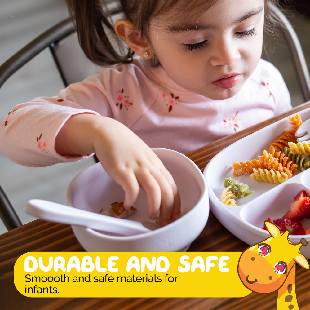 Muqee Peeko colorful mealtime bowl adds color while containing mess.
