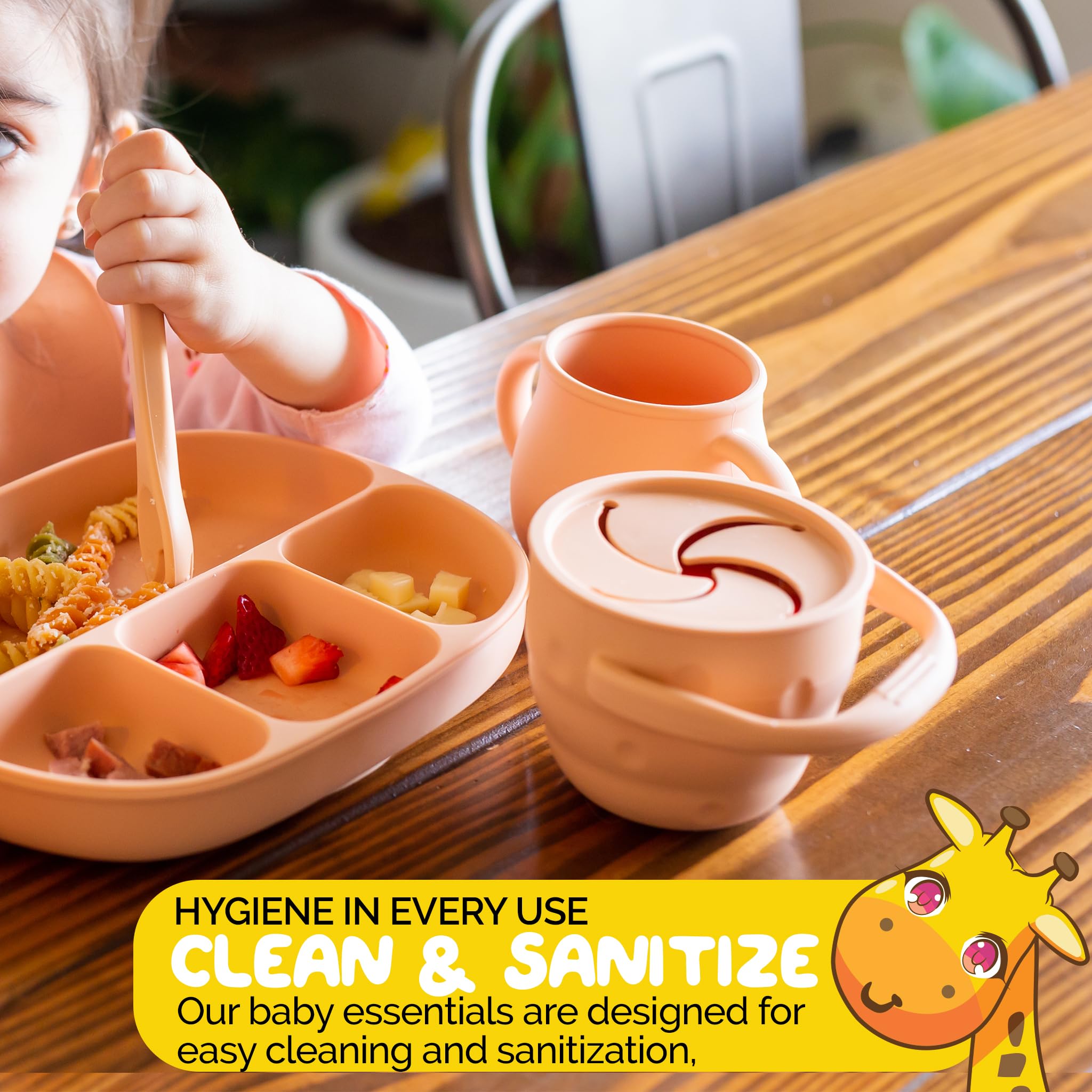 Muqee Peeko snack cup features soft flap for tiny hands and easy access.