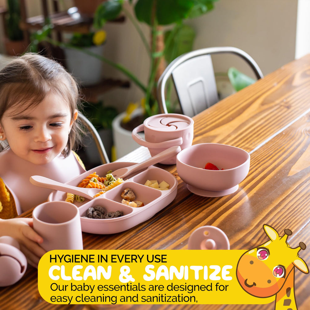 Muqee Peeko toddler feeding bowl with suction for stable mealtime on tables.
