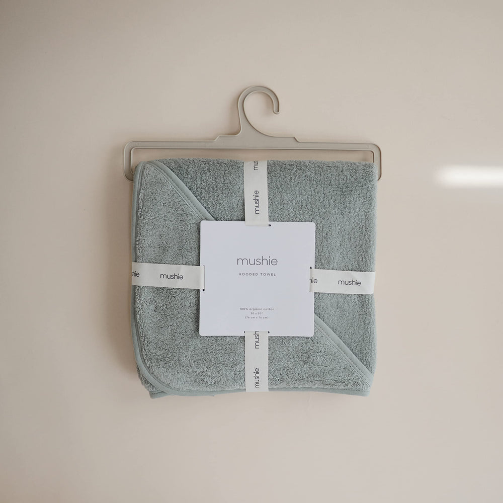 Mushie Baby Hooded Towel Moss machine washable and soft after washes