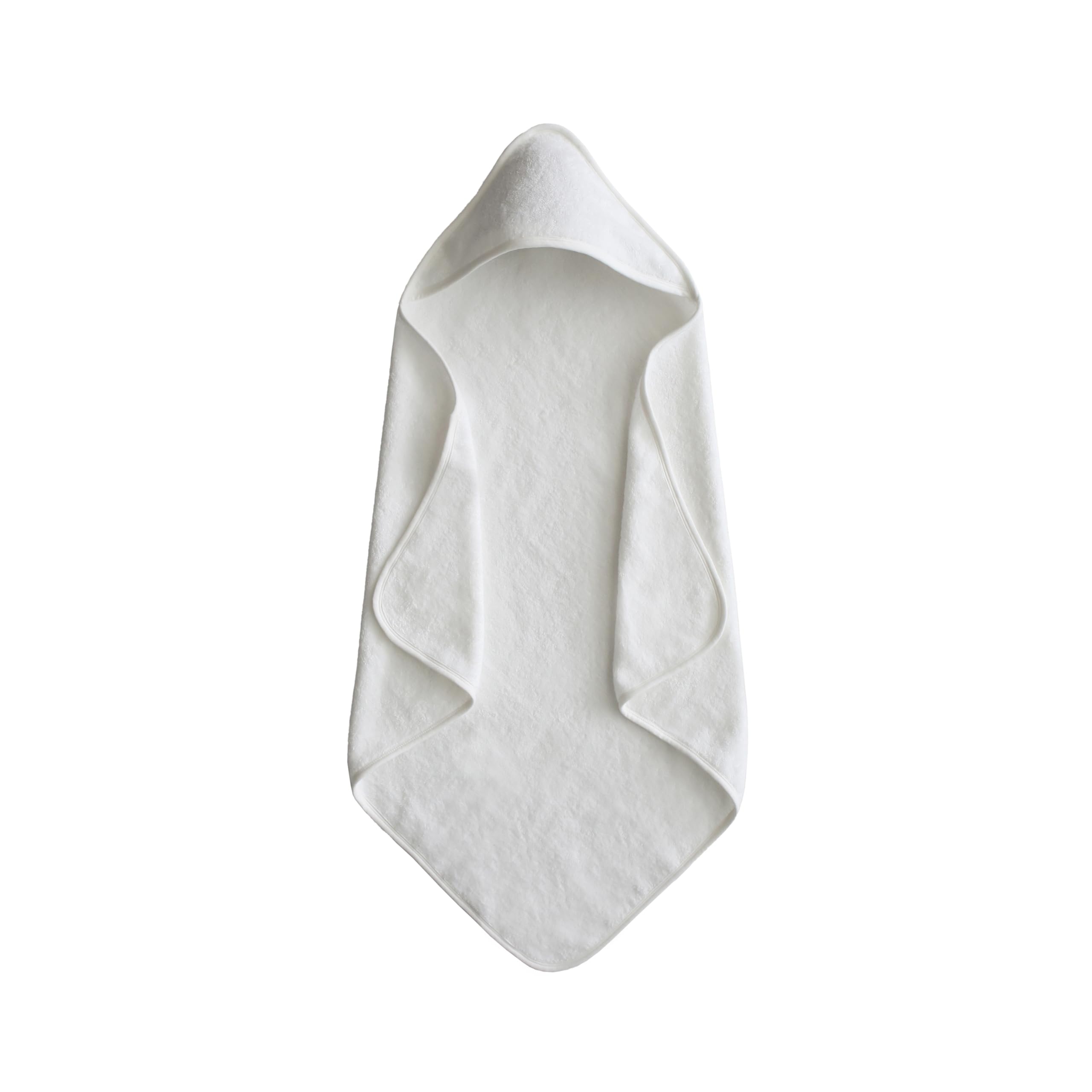 Mushie Baby Hooded Towel Pearl flat lay shows soft organic cotton for cozy post-bath moments.