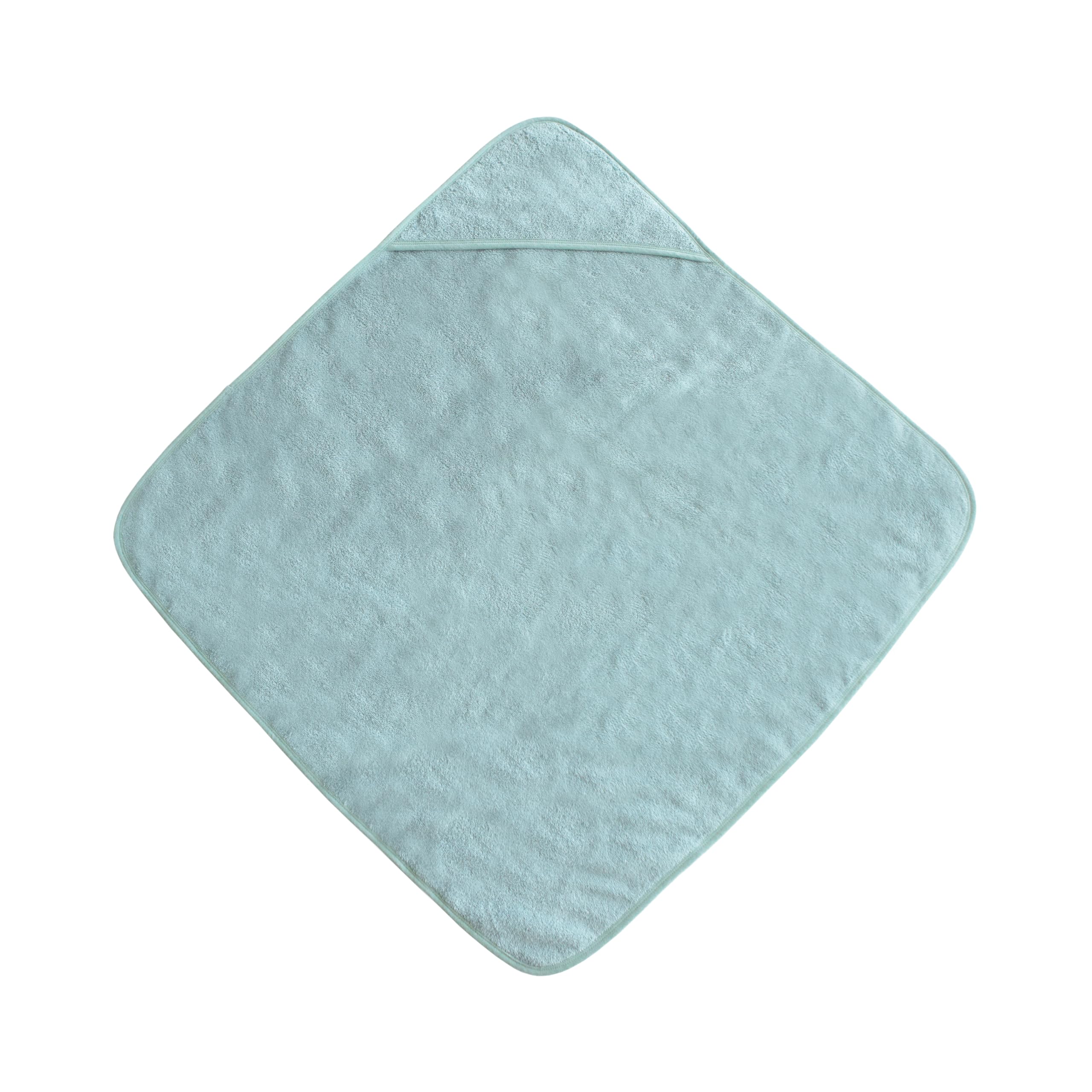 Mushie baby hooded towel Sea Mist folded, compact and easy to store after bath.
