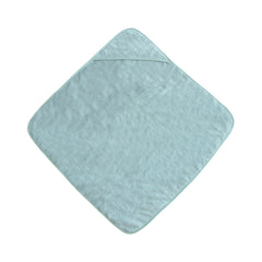Mushie baby hooded towel Sea Mist folded, compact and easy to store after bath.