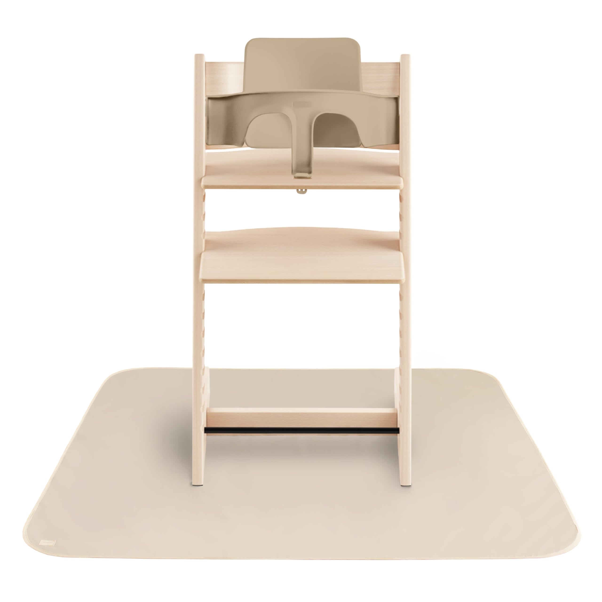 Mushie Baby Splat Mat under high chair for spill protection