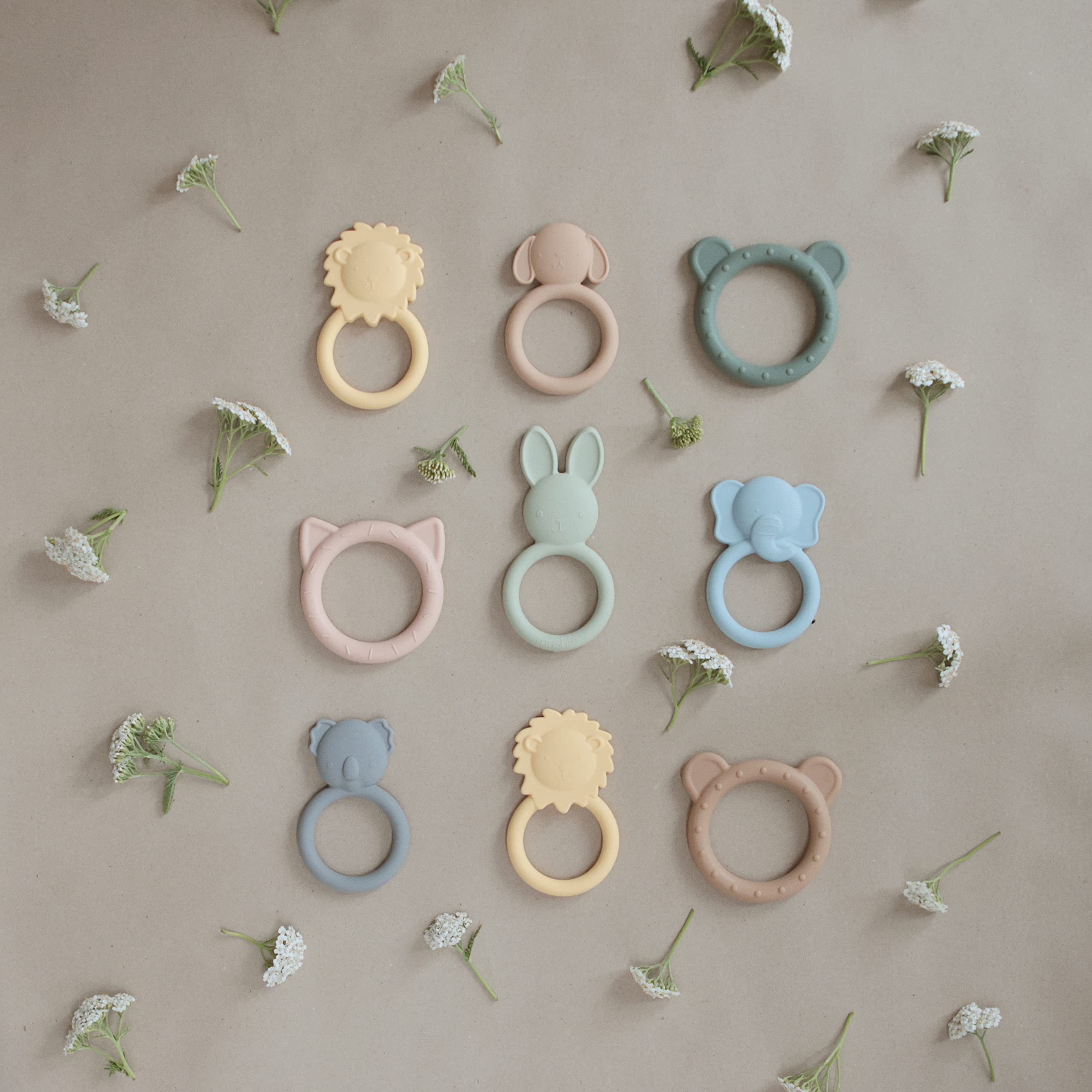 Mushie Bear teether with refined colours enhances modern home decor