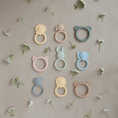 Mushie Bear teether with refined colours enhances modern home decor