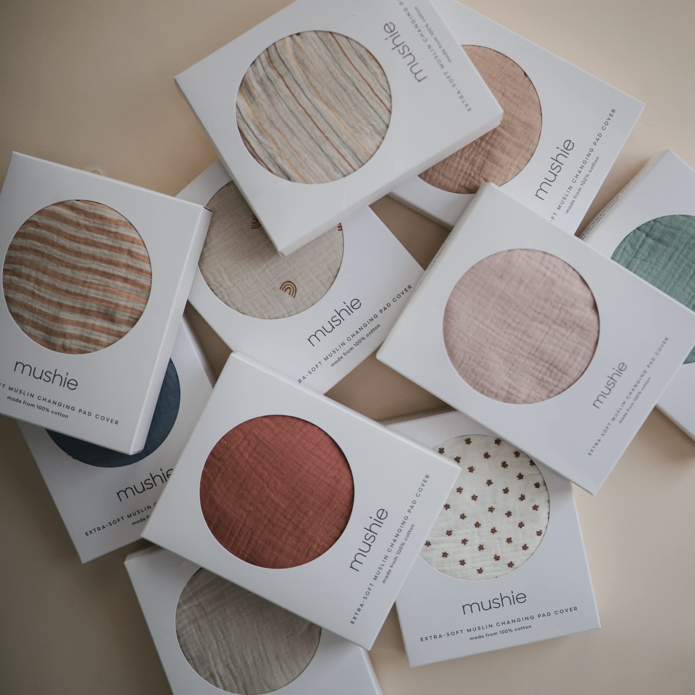 Mushie care-friendly label shows machine wash cold guidance