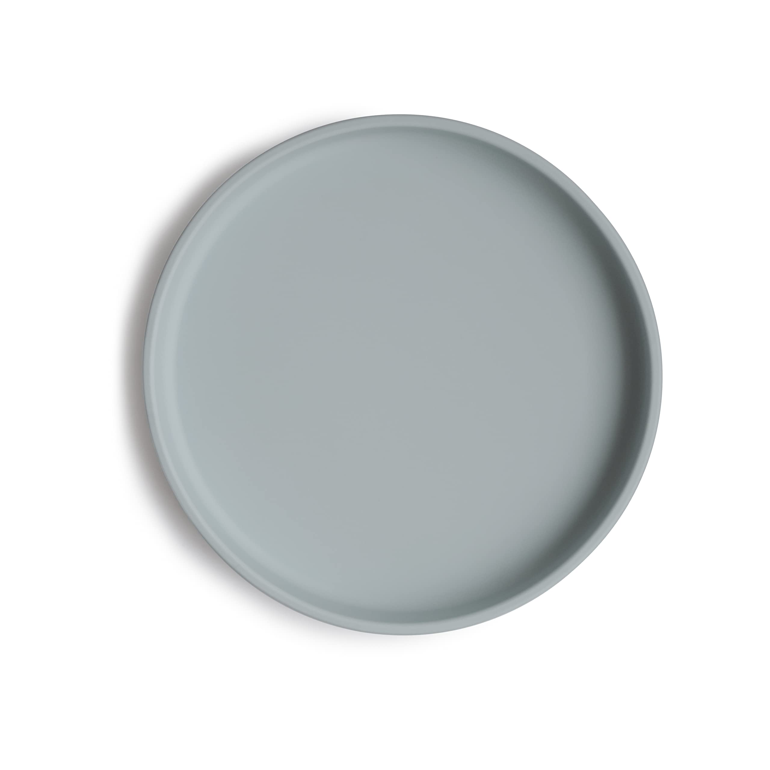 Mushie Classic Silicone Suction Plate stone closeup showing strong suction for mess-free meals.