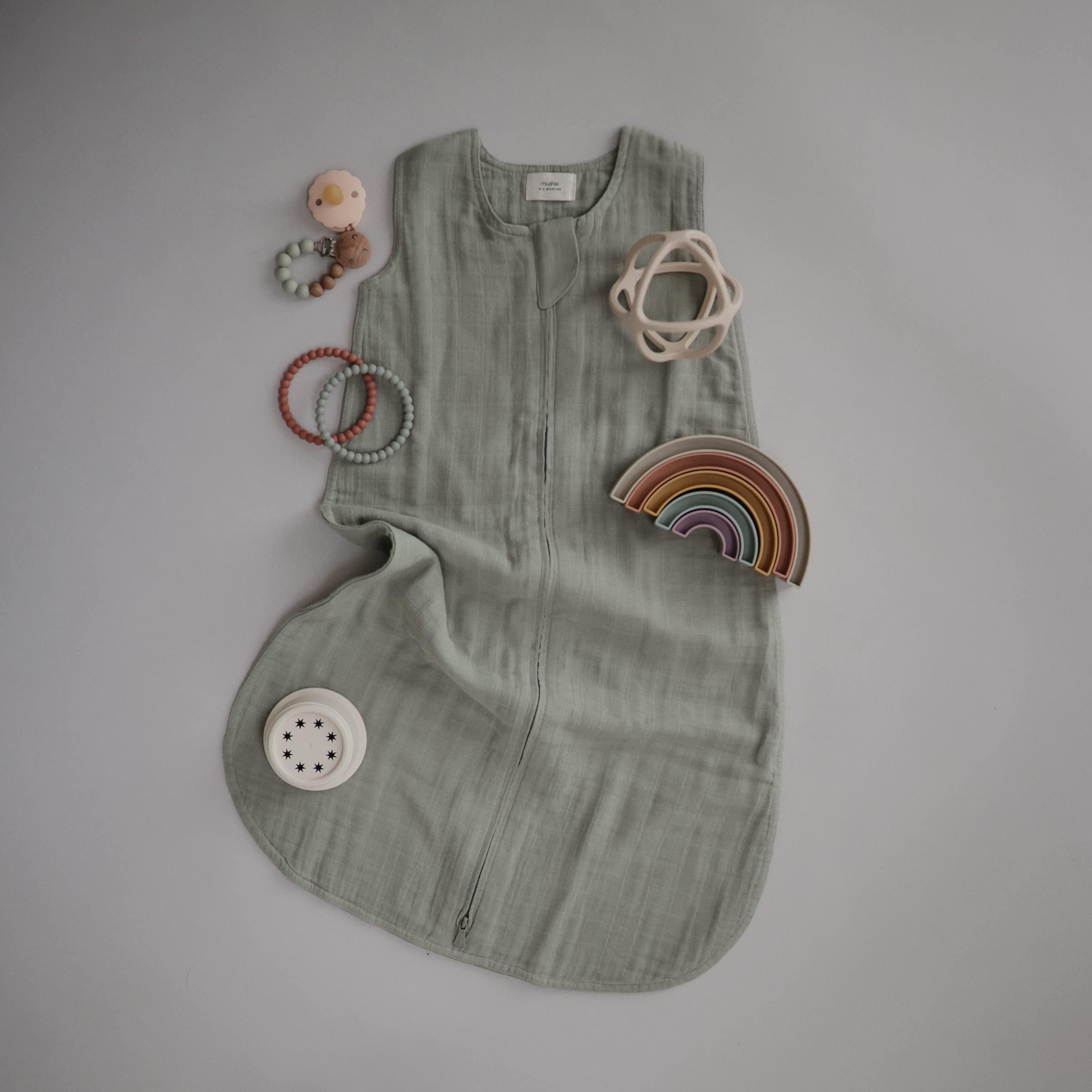 Mushie Eva Sage eight-inch clip ready for daily wear
