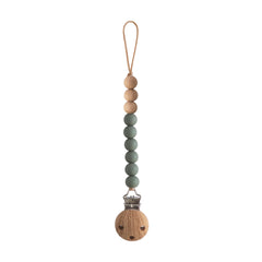 Mushie Eva silicone pacifier clip with beads for on-the-go soothing