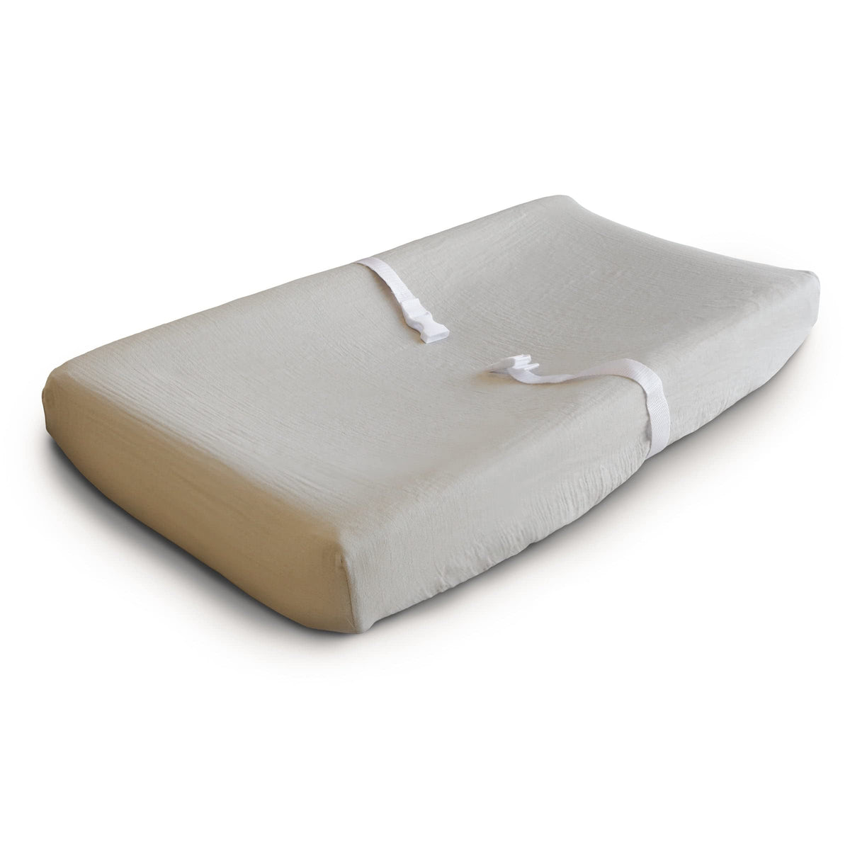 Mushie changing pad cover fog front view for gentle skin comfort