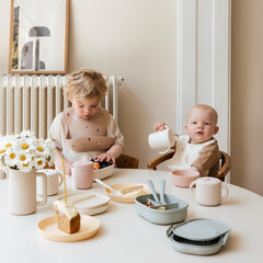 Made in Denmark stamp on powder blue flatware design.