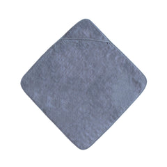 Mushie hooded towel with attached hood for cozy head-to-toe drying.