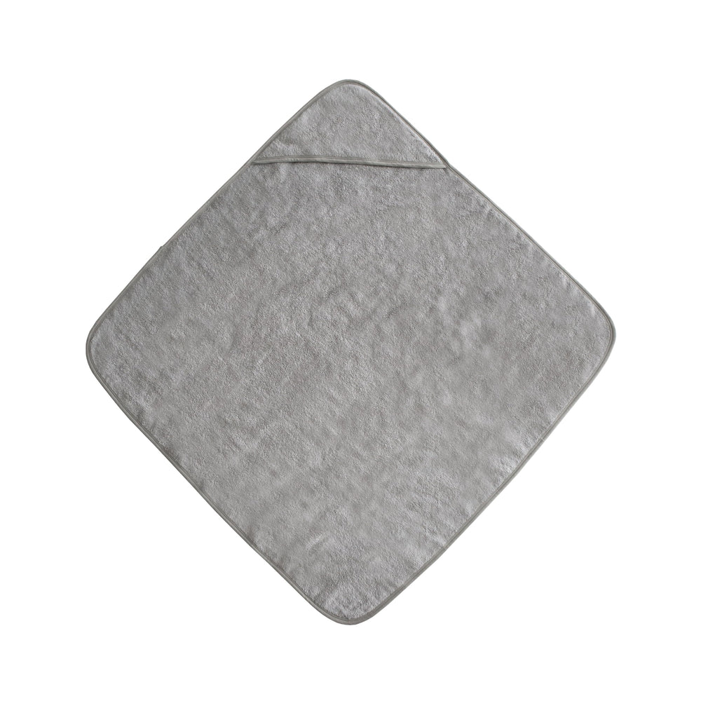 Mushie hooded towel gray fabric texture highlight for post-bath comfort