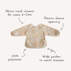 Mushie long sleeve bib sun adjustable closure for secure, comfy wear